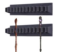 DICOSMETIC 2Pcs Wall Mount Wand Holder Plastic Bracket Rack Holders Magic Wand Display Stand 2.56x12.2x1.57 Inch Black Wands Storage Stand Can Holder up to 22 Wands