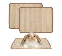 DICOSMETIC 3-Pack Sisal Rabbit Scratching Pad Rectangle Bunny Chew Mat 15.7x11.8 Inch/40x30cm with Non-Slip Loop Fasteners, Durable Easy Clean for Small Pets Biting Sleeping Nesting