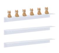 DICOSMETIC 3 Sets Display Shelves for Building Bricks Acrylic Floating Shelves White Wall Mounted Display Shelf Compatible with Collectibles and All Block Brands 39x5.5x3.1cm