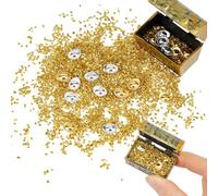 DICOSMETIC 3 Sets Tiny Faux Gold Treasure Chest Including Faux 60Pcs Yuan Bao and 21.6g Gold Particles Miniature Treasure Chest Set Mini Vintage Pirate Jewelry Storage Box for DIY Crafts Party Decor