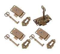 DICOSMETIC 3 Sets Vintage Cabinet Lock Set 1.02x2.09 Inch/26x53mm Small Decorative Skeleton Key Lock Alloy Old Locks Replacement for Chest Desk Jewelry Box, Antique Bronze