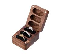 DICOSMETIC 3 Slot Wood Rings Box Proposal Engagement Ring Storage Wedding Rings Storage Box Small His and Hers Ring Boxes with Black Velvet Inside for Wedding Ceremony Engagement
