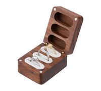 DICOSMETIC 3 Slot Wood Rings Box Wedding Rings Storage Box Proposal Engagement Ring Storage Small His and Hers Ring Boxes with White Velvet Inside for Wedding Ceremony Engagement