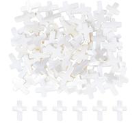 DICOSMETIC 3 Strands Nature Shell Cross Beads White Easter Cross Beads 15x10mm Crucifix Beads Cross Holy Charm Beads for Jewelry Necklace Bracelet Making, Hole: 0.5mm, about 78Pcs