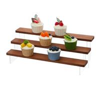 DICOSMETIC 3-Tier Display Shelf Stand Acrylic Wooden Display Stand Shelf Figure Stands Tiered Organizer for Cupcakes Perfumes Figures Collectibles, 39.7x16x13.2cm