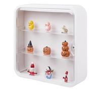DICOSMETIC 3-Tier Figure Display Case 29.5x8x30cm Wall Hanging Display Box Beige Wall Mounted Plastic Display Boxes Doll Storage Box Clear Display Case with Door for Minifigure Anime Artifact Display
