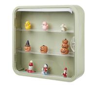 DICOSMETIC 3-Tier Figure Display Case Green Wall Hanging Display Box Wall Mounted Plastic Display Boxes 29.5x8x30cm Doll Storage Box Clear Display Case with Door for Minifigure Anime Artifact Display