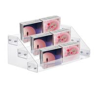 DICOSMETIC 3-Tier Plastic Nail Polish Organizer Holder Clear CD Display Rack Vinyl Record Storage Stand Business Card Holder Sticker Display Stand Nail Polish Shelf for Desk Home Retail Counter