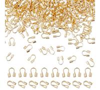 DICOSMETIC 300Pcs 14K Gold Plated Brass Wire Guardian U-shaped Wire Guard Loops 4.5x3x1.5mm Jewelry Cable Protector Thread Protector for Jewelry Making, Hole: 0.5mm