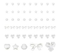DICOSMETIC 300Pcs 5 Styles ABS Plastic Imitation Pearl Beads WhiteSmoke Heart Star Shell Bowknot Spacer Beads for DIY Jewelry Making