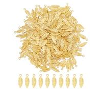 DICOSMETIC 300Pcs Golden Feather Charm Bulk Alloy Feather Pendant Bird Plume Charms Metal Wing Pendants Mini Dream Catcher Feathers Charm for Necklace Bracelet Earring Jewelry Making