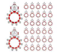DICOSMETIC 30Pcs 2 Styles Finger Rosary Rings Bulk Pocket Cross Ring Small Catholic Prayer Ring Platinum Red Baptism Favors Set for Men Women Party Favors Baby Shower Supplies