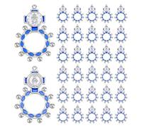 DICOSMETIC 30Pcs 2 Styles Finger Rosary Rings Bulk Pocket Cross Ring Small Catholic Prayer Ring Platinum Blue Baptism Favors Set for Men Women Party Favors Baby Shower Supplies