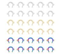 DICOSMETIC 30Pcs 3 Colors Horse Shoe Link Charms St. Patrick's Day Western Lucky Horseshoe Charms Small Golden and Rainbow Color Horse Shoe Connectors Hollow Stainless Steel Pendants for DIY Crafts