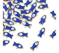 DICOSMETIC 30Pcs Fish Beads Bulk Alloy Enamel Blue Fish Beads Gold Plated Tiny Fish Charms Spacer Beads Cute Little Fish Beads Jewelry Accessories for DIY Jewelry Making, Hole: 1.8mm