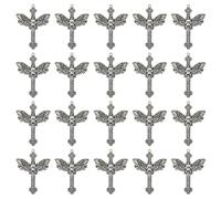 DICOSMETIC 30Pcs Gothic Moth Charms Easter Antique Silver Cross Pendants Skull Head Moth Pendant Tibetan Style Alloy Pendants for Necklace Bracelet DIY Jewelry Making, Hole: 1.6mm