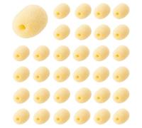DICOSMETIC 30Pcs Lapel Headset Microphone Windscreen 15x9mm Mini Size Lavalier Foam Cover Yellow Mic Windscreen Sponge Microphone Replacement Kit for Hole Ear-Hook