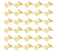 DICOSMETIC 30Pcs Men’s Cufflinks Golden Blank Cufflinks Bulk Brass Cufflink Studs Cuff Buttons with Clear Glass Cabochons for Apparel Clothes Buttons Making, Tray: 18mm