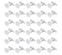 DICOSMETIC 30Pcs Men’s Cufflinks Silver Blank Cufflinks Bulk Brass Cufflink Studs Cuff Buttons with Clear Glass Cabochons for Apparel Clothes Buttons Making, Tray: 18mm