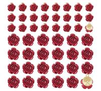 DICOSMETIC 30Pcs Resin Red Rose Charms Valentine Rose Charm 3D Flower Charms Opaque Resin Flower Charm for DIY Necklaces Earrings Jewelry Making Valentine's Gifts