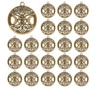 DICOSMETIC 30Pcs Tree of Life Charms Triple Moon Goddess Charms Alloy Witch Charm Hollow Pentagram Moon Charm Antique Bronze Pagan Pendant for Bracelet Necklace Jewelry Making, Hole: 3mm