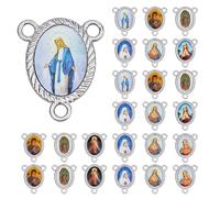 DICOSMETIC 30Pcs Virgin Mary Connectors Charm Oval Medal Religious Alloy Our Lady Charm Jesus Rosary Connection Rosary Links Connector for Jewelry Making Bracelet Necklace