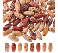 DICOSMETIC 350Pcs Wooden Beads Oval Natural Wood Beads 14x8mm Macrame Beads Large Hole Beads Handmade Crafts Loose Beads Printed Wood Beads for DIY Bracelet Jewelry Making Party Decor