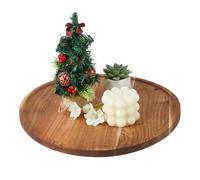 DICOSMETIC 35cm Round Wood Tray Camel Wooden Serving Tray Wood Serving Platters Appetizer Charcuterie Board Wooden Centerpiece Trays Decorative Trays for Table Decor