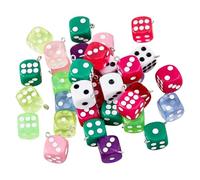 DICOSMETIC 36Pcs Resin Dice Charms Dice Pendant Charms 23x19mm Cubic Dice Charms with Platinum Plated Iron Loop for Jewelry Making DIY Necklace Earring Keychain