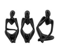 DICOSMETIC 3Pcs 3 Styles Thinker Statues Black Decor Accents Set Bookshelf Desk Figurines Abstract Sitting Sculptures Resin Statue Ornaments for Housewarming Gifts Living Room Dining Desk Decorations