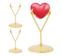 DICOSMETIC 3pcs Heart Crystal Display Stand Golden Metal Rock Display Stand Small Crystal Ball Holders 7x11.2cm Crystals Rhombus Craft Base for Living Room Bedroom Office Desk Decoration