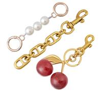 DICOSMETIC 3Pcs Vintage Pearl Bag Extender Chain Pearl Handbag Straps Alloy Link Purse Chain Cherry Bag Charms Metal Replacement Strap Extender for Purse Making Supplies Accessories