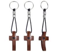 DICOSMETIC 3Pcs Wood Cross Keychains Cross My Heart Wooden Crosses Fidgets Keychain Pocket Crosses Handheld Key Chain Prayer Encouragement Gift for Praying Clinging Easter Women Men