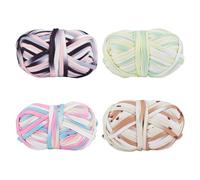 DICOSMETIC 4 Bundles Rainbow Yarn 4 Colors Yarn for Crocheting Knitting Easy to See Stitches Chunky Thick Cotton Beginners Crochet Kit DIY Crafts, 30m/bundle