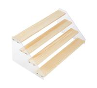 DICOSMETIC 4-Tier Acrylic Wood Display Stand Rectangle Minifigures Organizer Display Risers Wood Acrylic Nail Polish Holder Rack for Cupcakes Perfumes Candies Cosmetics Organizer