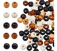 DICOSMETIC 400Pcs 5 Styles Large Hole Wooden Craft Beads Wood Hair Beads Braids Wooden Macrame Bead for Hair Crafts 10mm Large Wood Bead for Macrame Decor Jewelry Making, Hole: 3.5~4mm