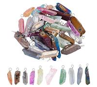 DICOSMETIC 40Pc Stone Charms Irregulate Raw Stone Charms with Silver Copper Wire Loop Energy Spiritual Pendant for Jewelry Making, Hole: 3.4~4.4mm