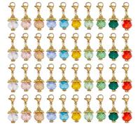 DICOSMETIC 40Pcs 10 Colors Crystal Dangle Charms Faceted Glass Beads Charm with Golden Lobster Clasps 27mm Glass Crystal Zipper Charms for Bracelet Necklace Keychain Making