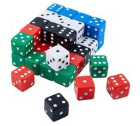 DICOSMETIC 40Pcs 5 Colors Standard Dice 25mm Opaque Jumbo Large Acrylic Dices Multi Color 6 Sided Dices Colored Dice Set for Board Games Play Games Classroom Teaching Game