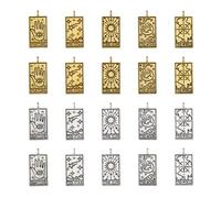 Dicosmetic 40pcs 5 Styles Tarot Card Charms Tibetan Style Alloy Pendants Golden and Silver Divination Rectangle Charms with Tarot Patterns Luck Amulet for DIY Jewelry Making, Hole: 2mm