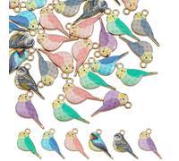 DICOSMETIC 40Pcs Bird Charm Bulk Alloy Robin Bird Charm Cute Flying Animal Charms Mini Colorful Birds Pendants for Earring Necklace Bracelet Jewelry Making