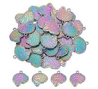 DICOSMETIC 40Pcs Brain Charms Bulk 3D Brain Shape Pendant Anatomical Human Anatomy Pendant Rainbow Color Alloy Charm Dangle Charms Supplies for Halloween Biology Medical Student Gift Jewelry Making