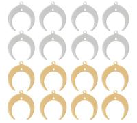 DICOSMETIC 40Pcs Crescent Moon Pendant Charm 2 Colors Brass Moon Charms Golden & Silver Double Horn Charm for Bracelet Necklace Earrings Keyring Jewelry Making, Hole: 1.2mm