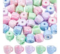 DICOSMETIC 40Pcs Cup Bead Bulk Random Color Acrylic Coffee Cup Beads 14.5x20x17mm Cute Mug Beads Cartoon Opaque Milk Mug Bead for Necklace Bracelet Earring Jewelry Keychain