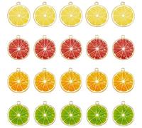 DICOSMETIC 40Pcs Lemon Charms 4 Colors Alloy Fruit Charms 26x23x2mm Orange Slice Charm Cute Gold Plated Enamel Charm for Jewelry Crafts Making, Hole: 2mm