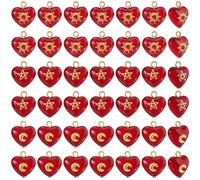 DICOSMETIC 45Pcs 3 Styles Red Heart Charm Glass Crystal Dangle Charms 16mm Valentine Charms with Sun Moon Star Pattern for Jewelry Making Bracelets Necklaces Earrings Keychains DIY Crafts