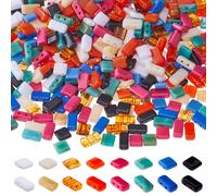 DICOSMETIC 480Pcs 16 Colors Acrylic Tila Beads 2-Hole Seed Beads 5.2x5.2mm/4x8mm Mini Japanese Tila Bead Flat Square Acrylic Bead for Necklace Bracelet Jewelry Making
