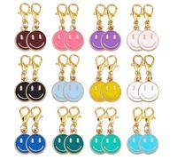 DICOSMETIC 48Pcs 12 Colors Smile Face Keychain Enamel Happy Expression Charms New Class Key Chain Gift Cute Happy Face Charms with Lobster Claw Clasps Car Key Ring Pendant for Backpack Purse