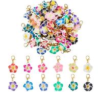 DICOSMETIC 48Pcs 12 Style Flower Stitch Markers Charms 2.9cm Small Alloy Crochet Markers Frangipani Flower CharmS with Golden Lobster Clasp for Crocheting Sewing Quilting Jewelry Making