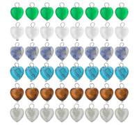 DICOSMETIC 48Pcs 6 Styles Natural Heart Stone Charms Colorful Gemstone Charm Amethyst Love Pendants Smooth Stone Dangle Charms Tiger Eye Charms with Brass Loops for Jewelry Making